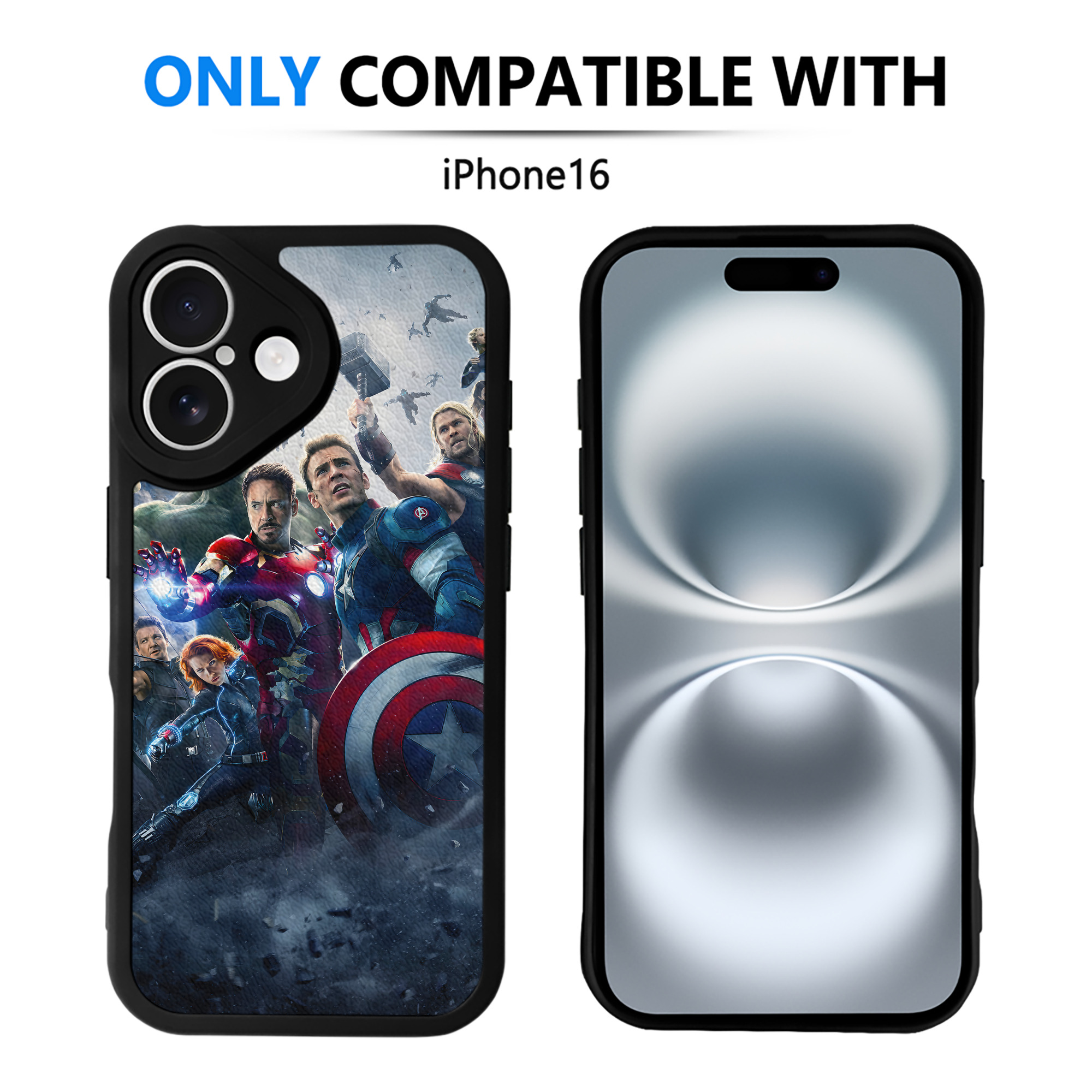 （画像用） アベンジャーズ The Avengers 【iPhone 16シリーズ対応】シリコンスマホケース（レザー調） 材質：シリコン
